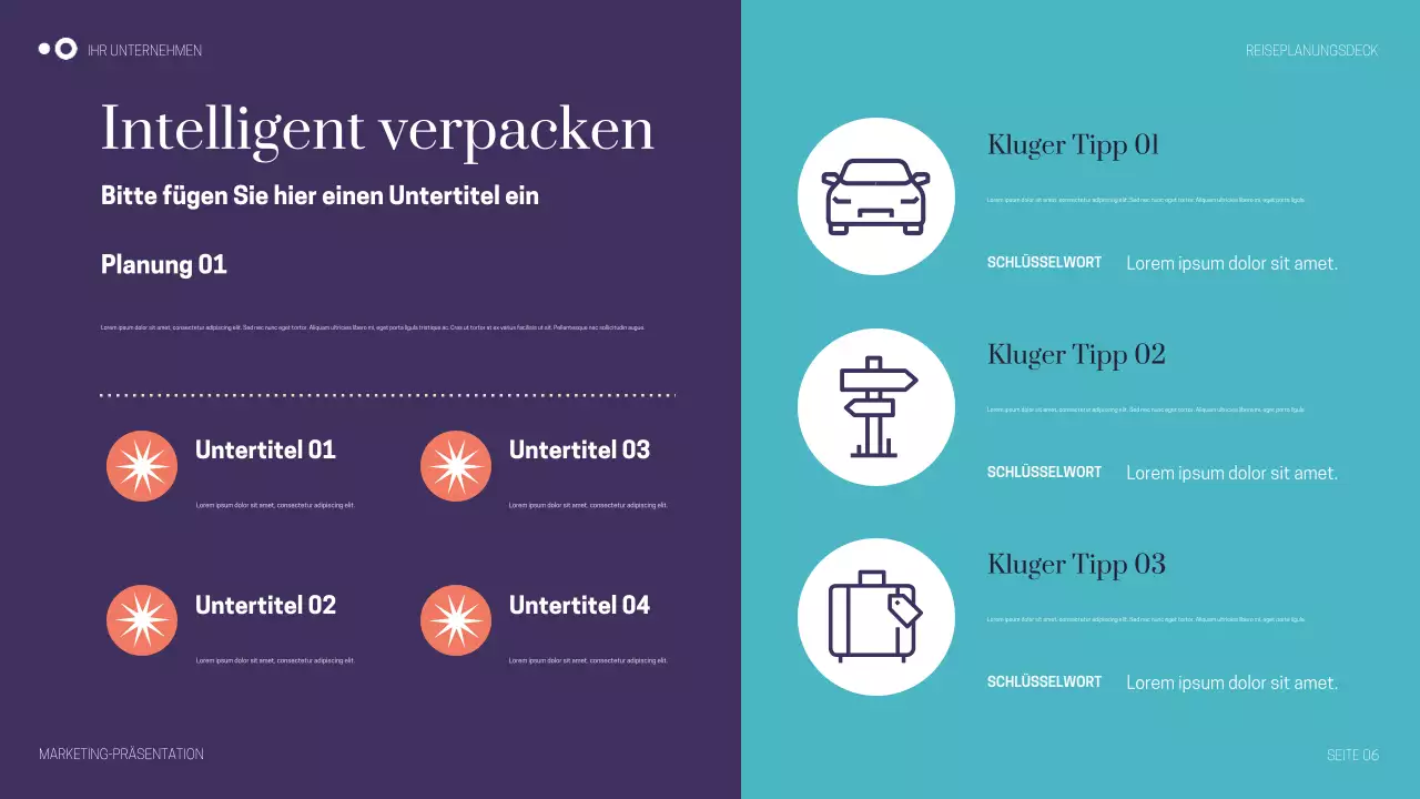 Lila Moderne Reisepräsentation