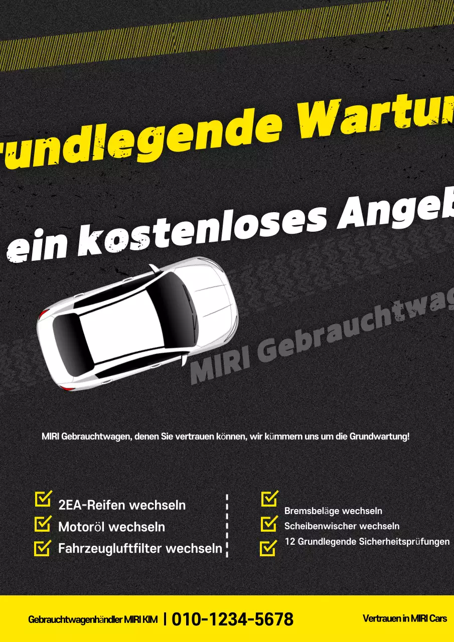 Gebrauchtwagenanzeige mit gelbem Kontrast