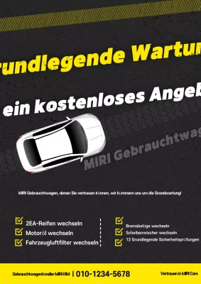 Gebrauchtwagenanzeige mit gelbem Kontrast