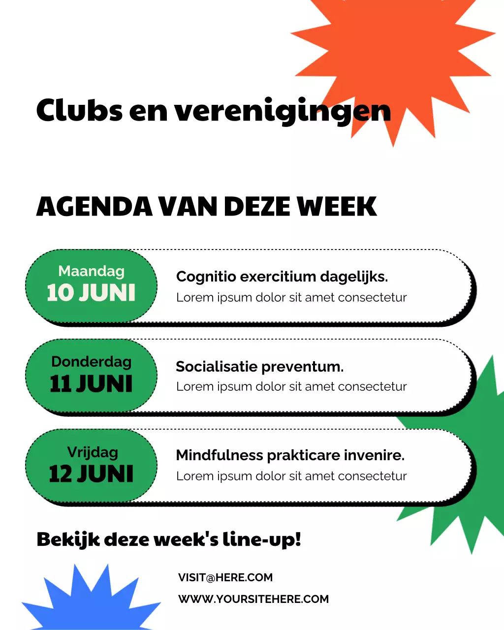 Kleurrijke moderne agenda Instagram-post