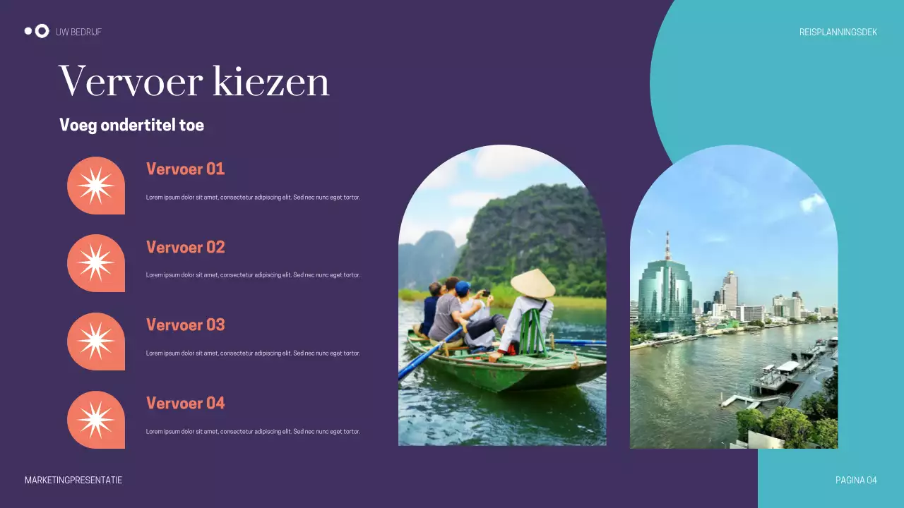 Paarse moderne reispresentatie