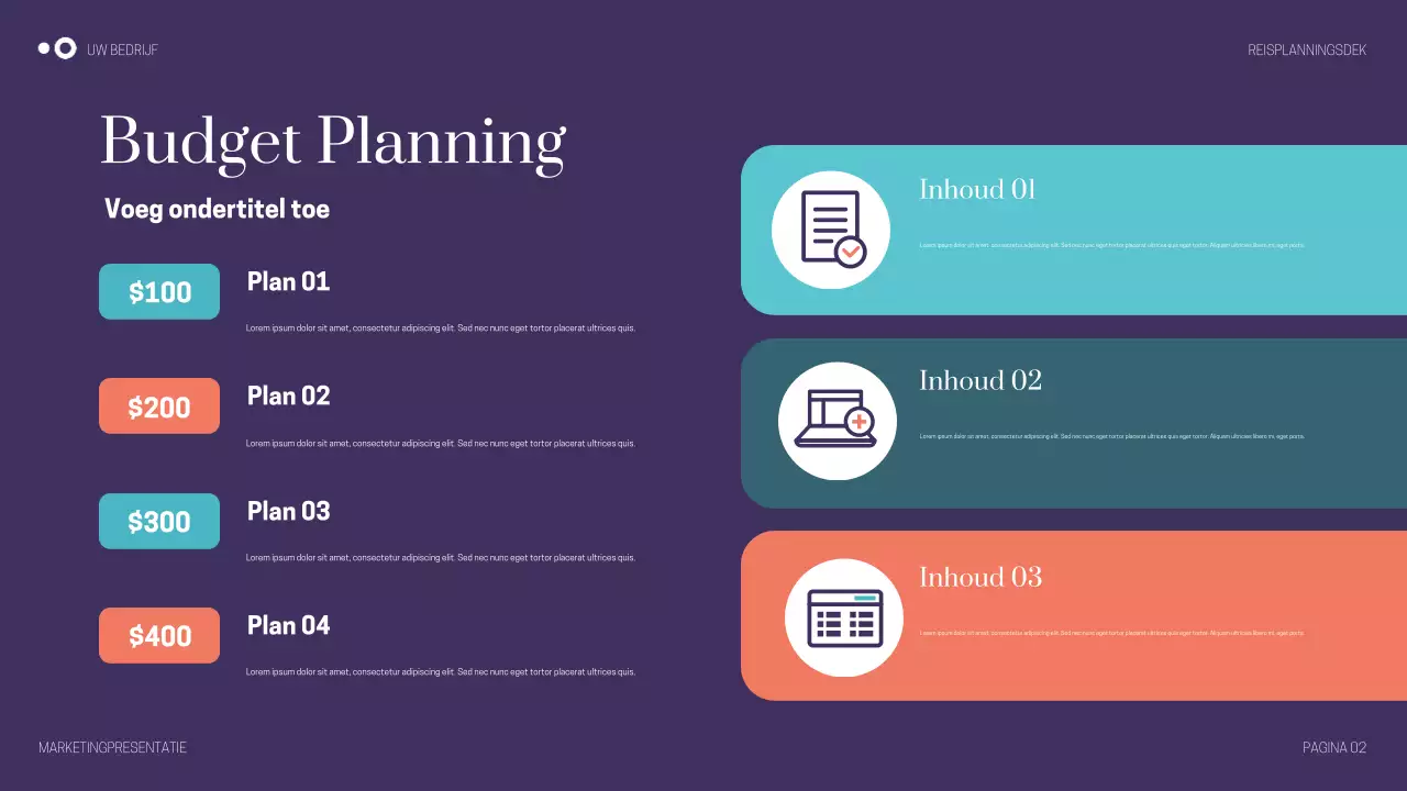 Paarse moderne reispresentatie
