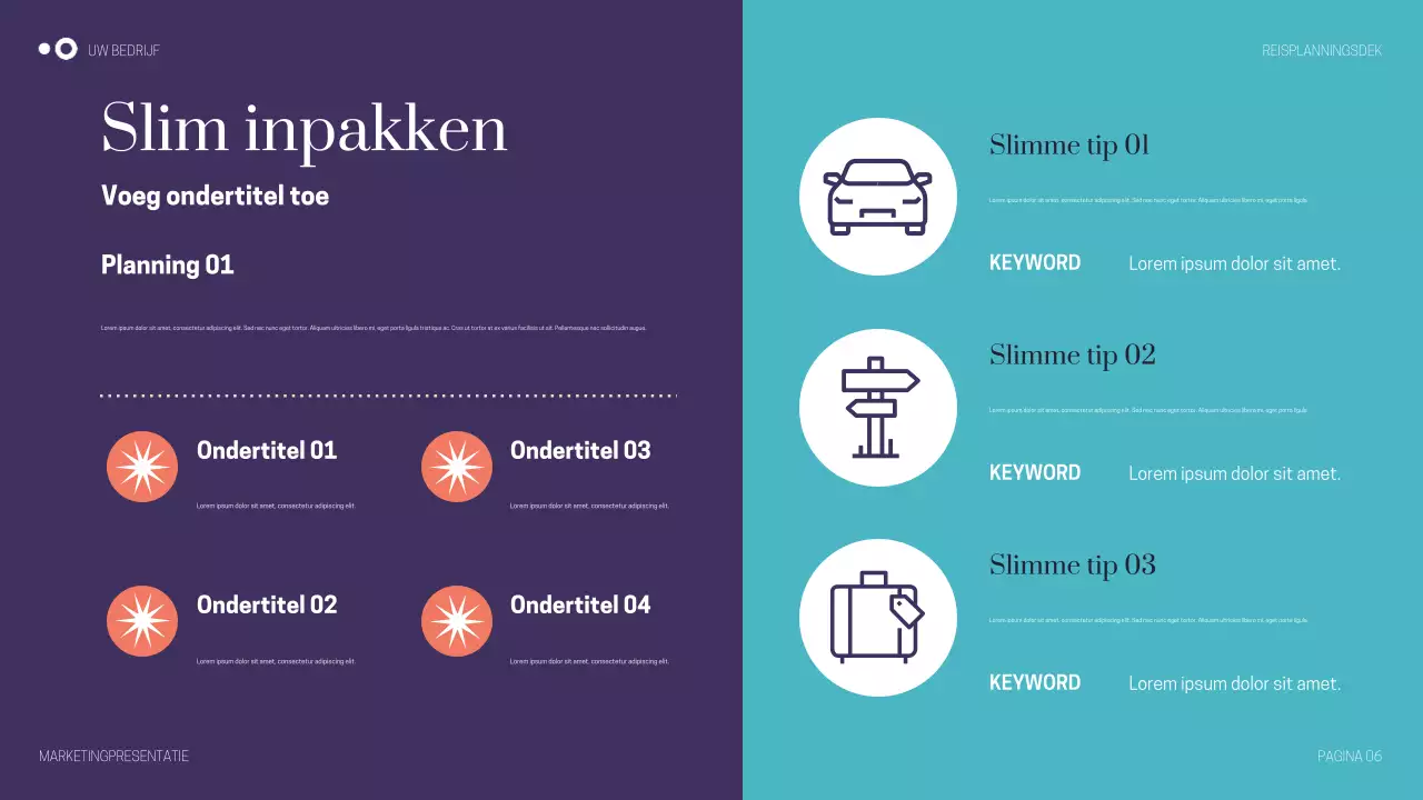 Paarse moderne reispresentatie