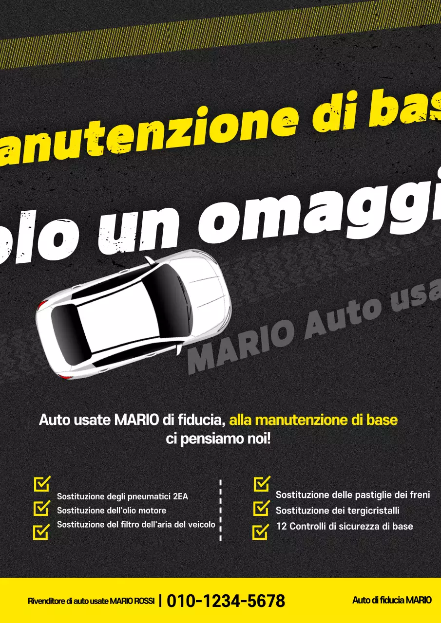 Annuncio di auto usata con contrasto giallo