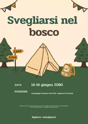 Manifesto per un evento di campeggio rustico verde