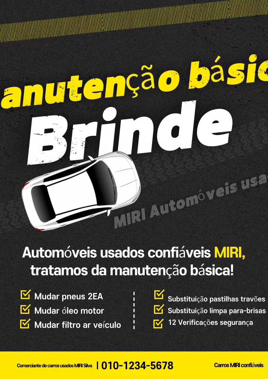Anúncio de carro usado com contraste amarelo