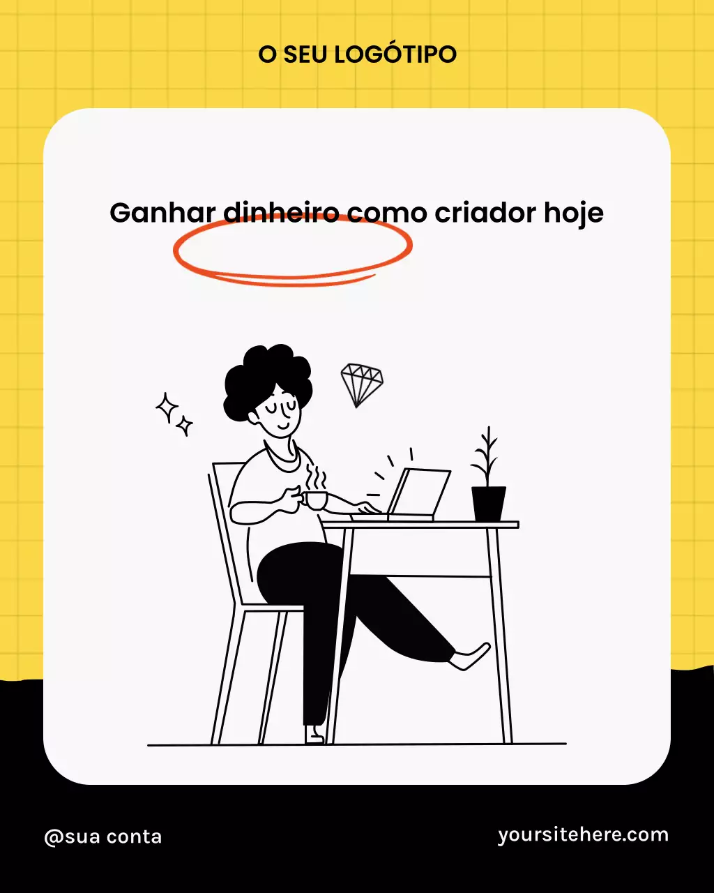 Guia do Criador Minimalista Amarelo para Mídias Sociais