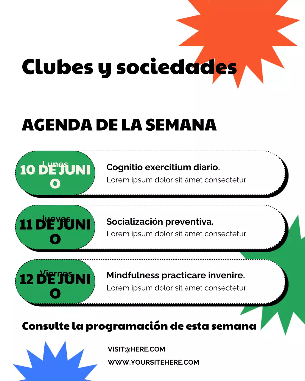 Publicación de Instagram de una agenda moderna y colorida
