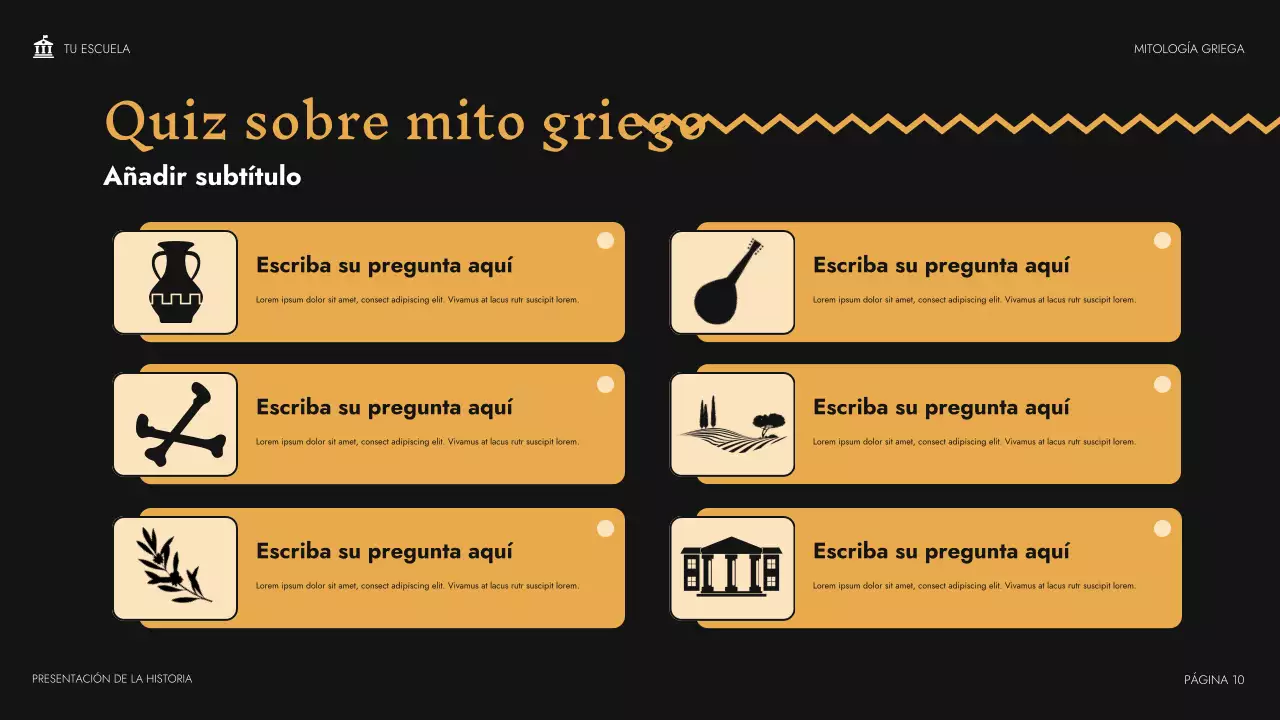 Presentación de la clase de mitología clásica beige