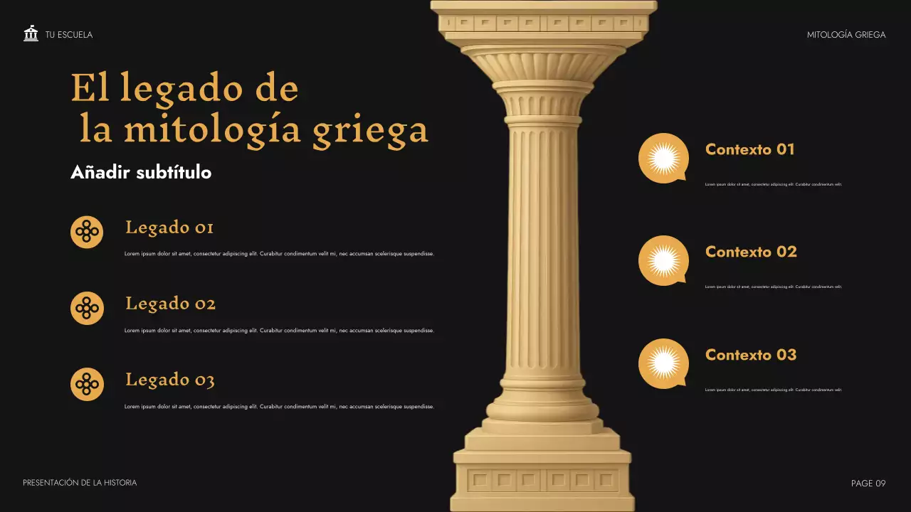 Presentación de la clase de mitología clásica beige