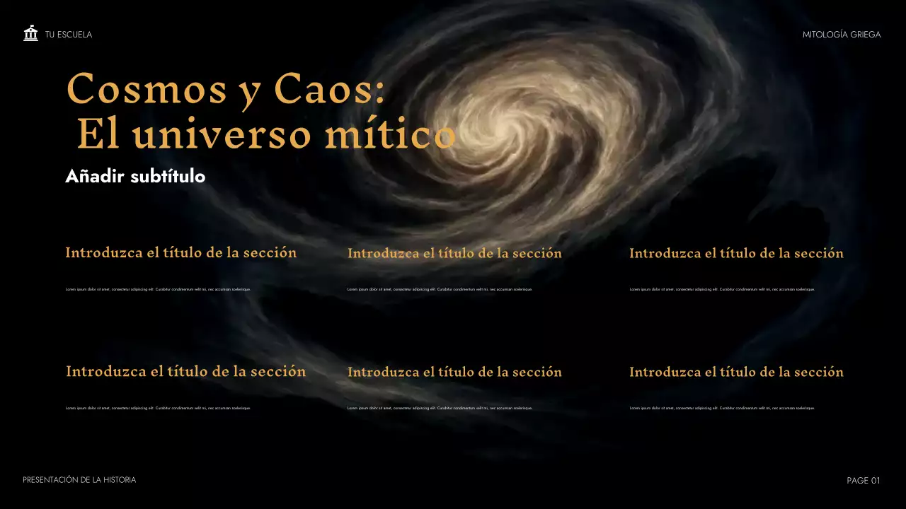 Presentación de la clase de mitología clásica beige