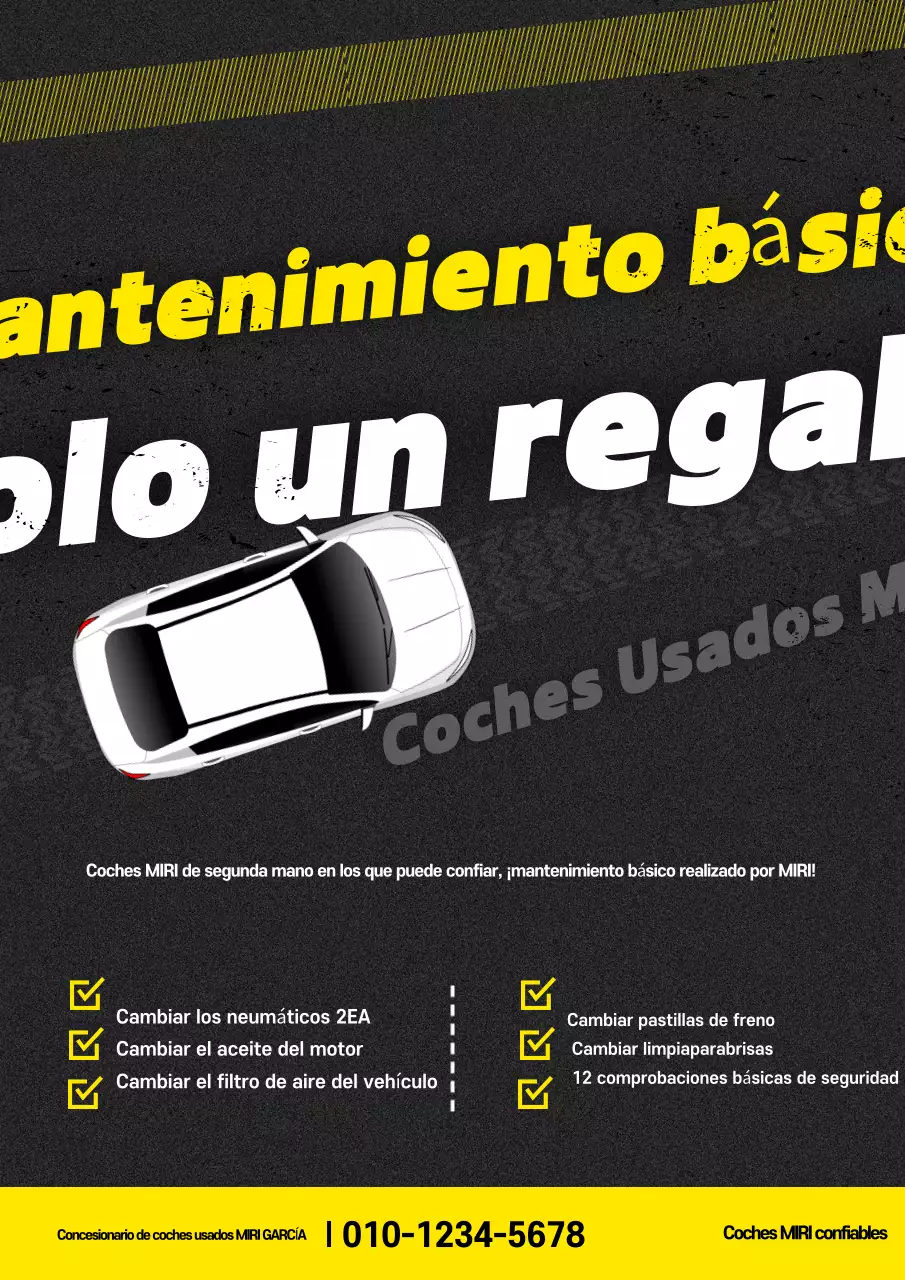 Anuncio de coche usado con contraste amarillo