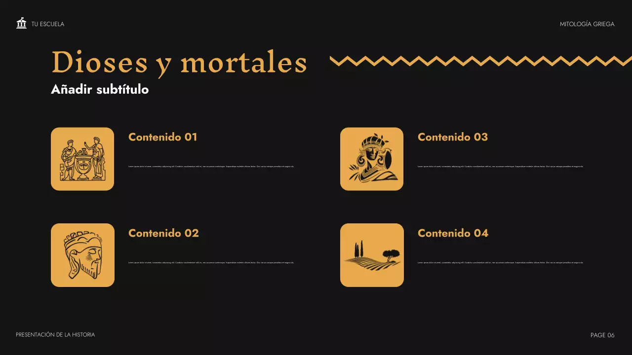 Presentación de la clase de mitología clásica beige