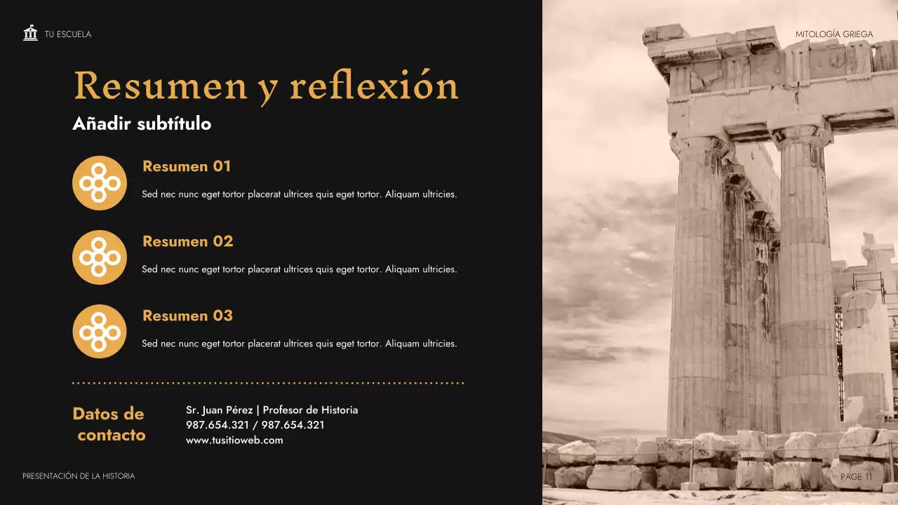 Presentación de la clase de mitología clásica beige