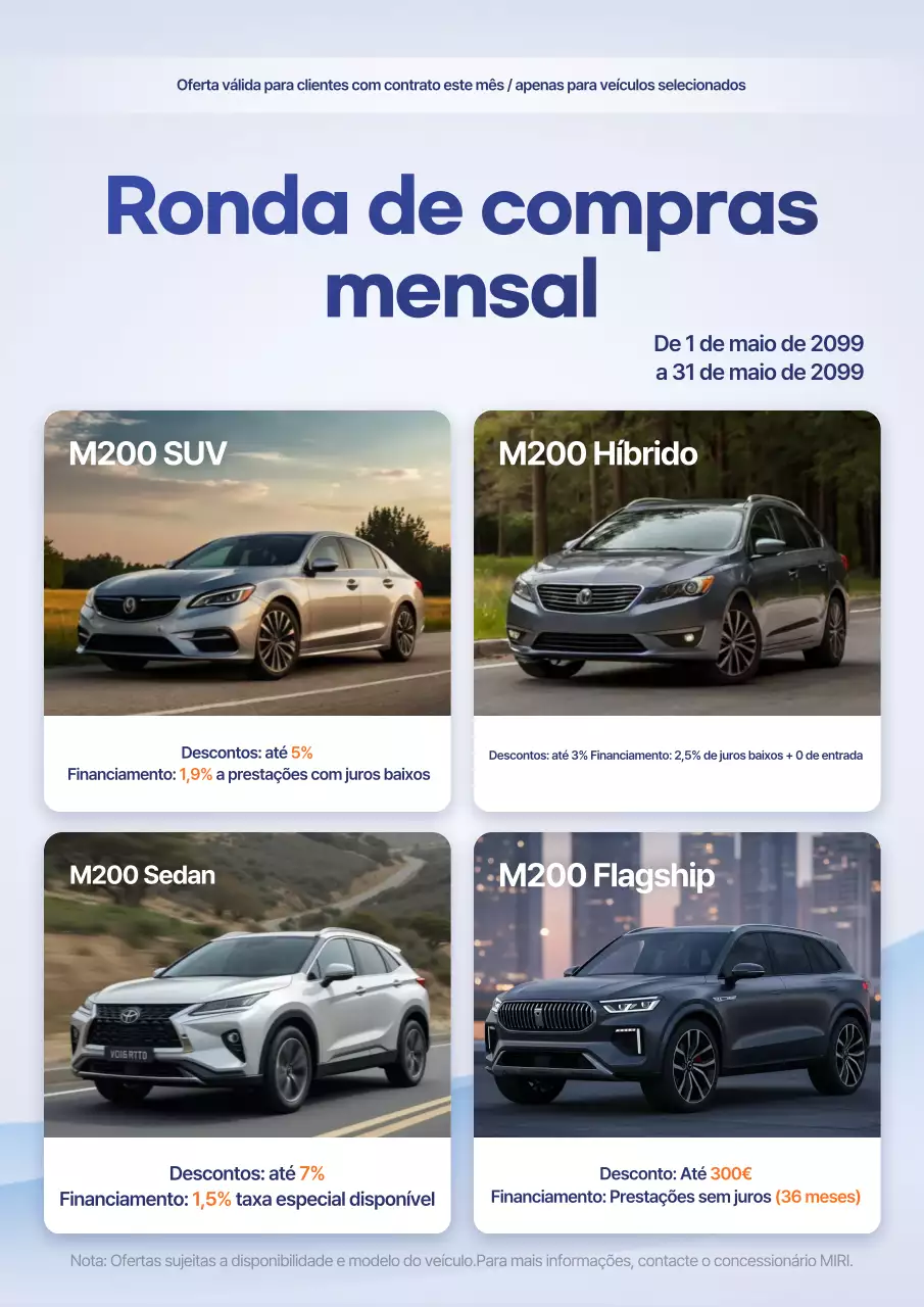 Venda de carros modernos azuis