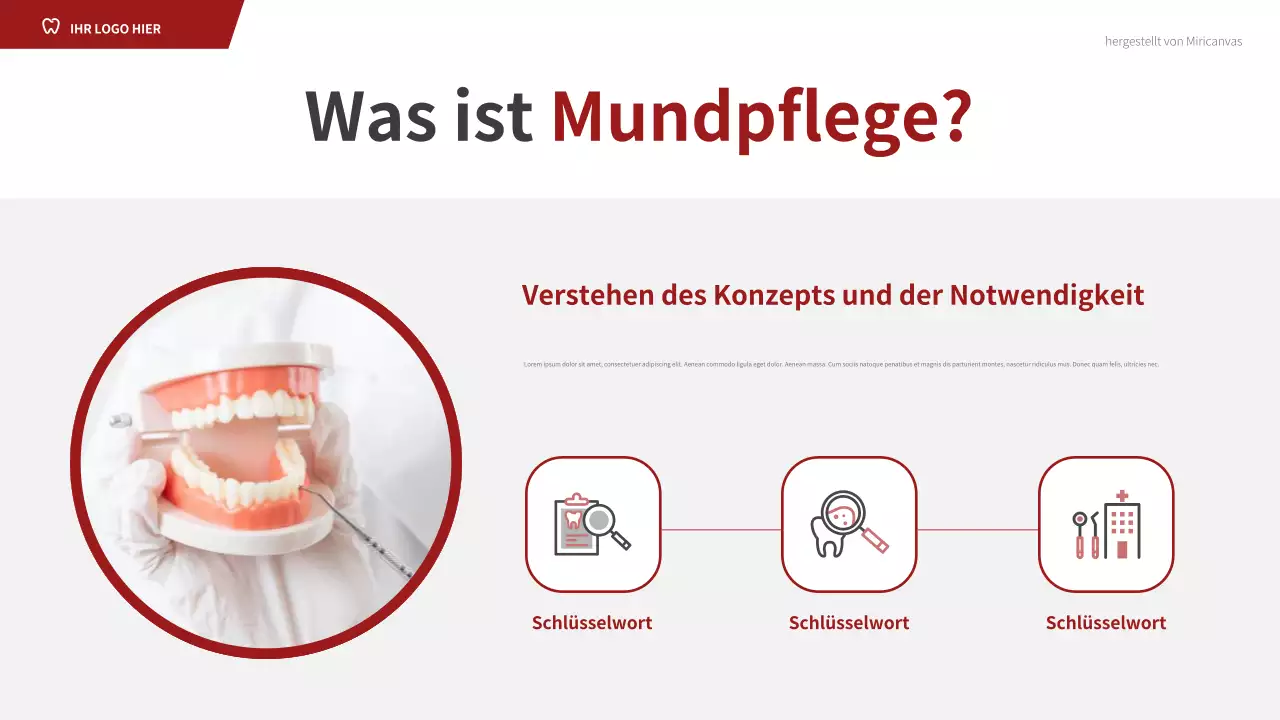 Roter professioneller Zahnleitfaden Präsentation