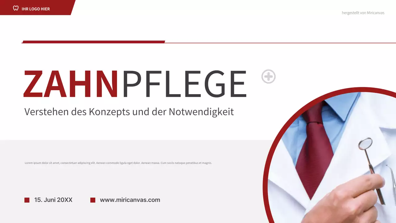 Roter professioneller Zahnleitfaden Präsentation