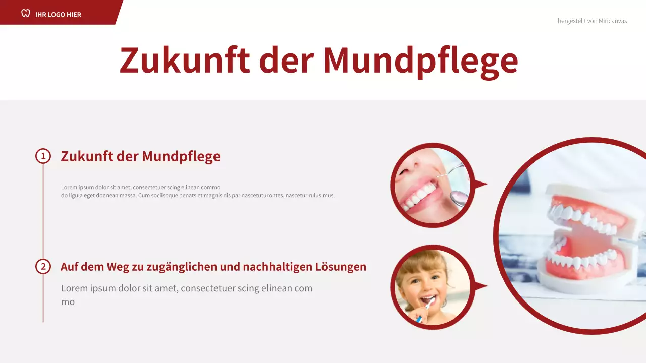 Roter professioneller Zahnleitfaden Präsentation