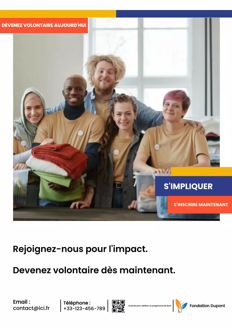 Affiche Web de promotion du bénévolat moderne d'Orange