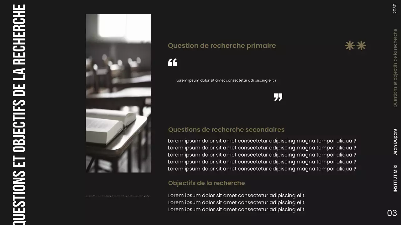 Présentation d'une proposition de recherche moderne sur l'obscurité