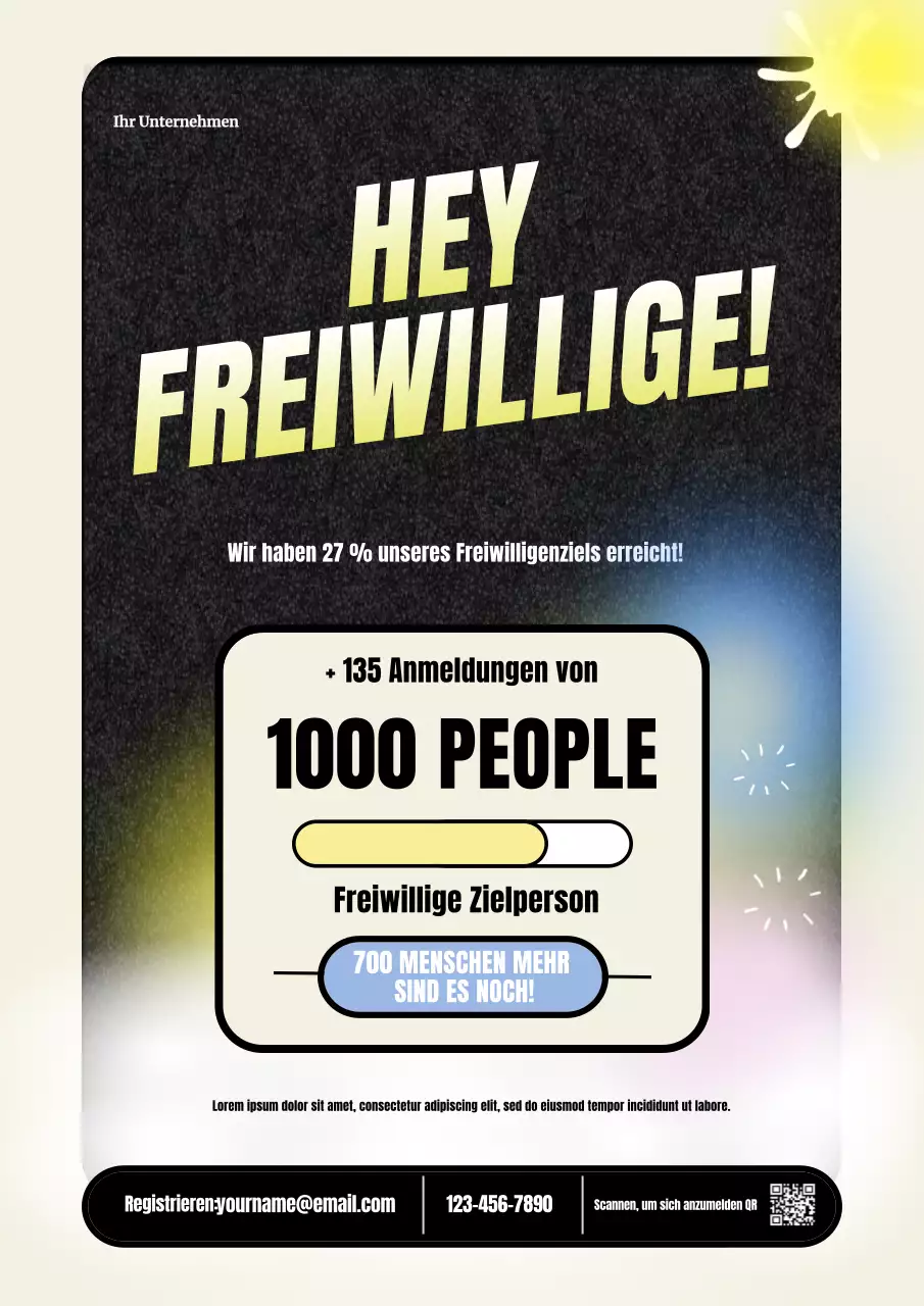 Farbenfrohes, modernes Web-Poster zur Freiwilligenrekrutierung