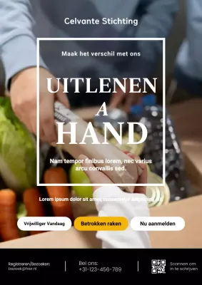 Beige moderne vrijwilligersuitnodiging webposter