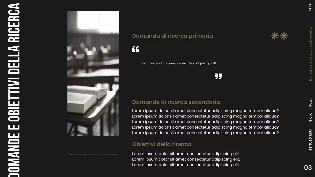 Presentazione della proposta di ricerca moderna sull'oscurità