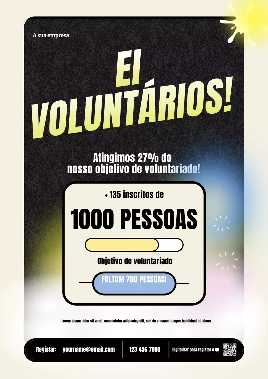 Cartaz colorido moderno de recrutamento de voluntários