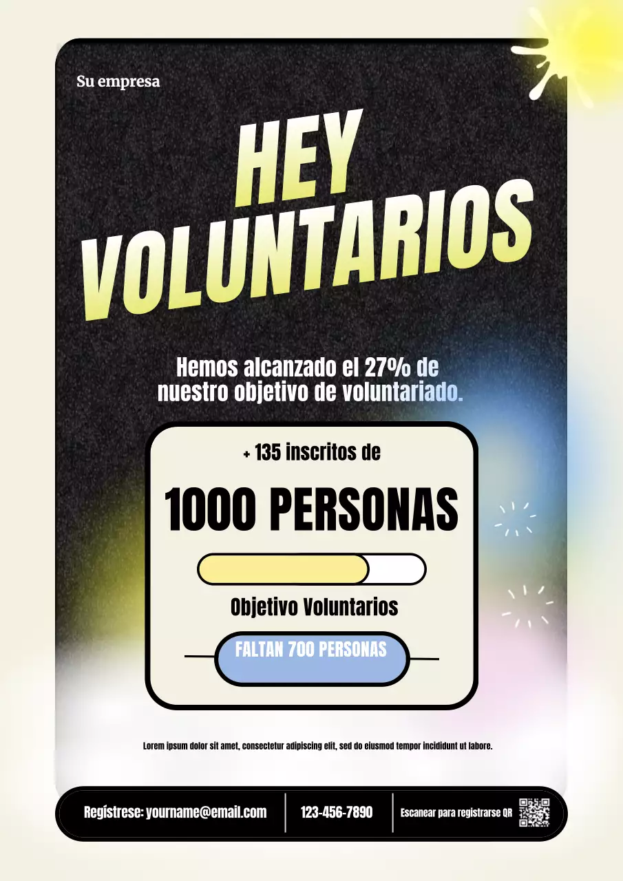 Póster web moderno y colorido para el reclutamiento de voluntarios