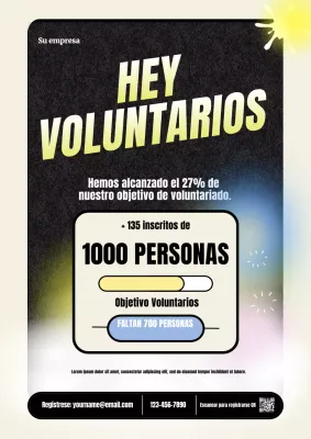 Póster web moderno y colorido para el reclutamiento de voluntarios