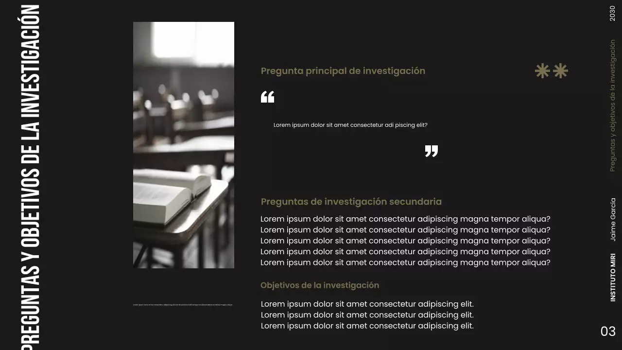 Presentación de la propuesta de investigación sobre la oscuridad moderna