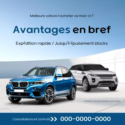 Promotion de voitures modernes bleues