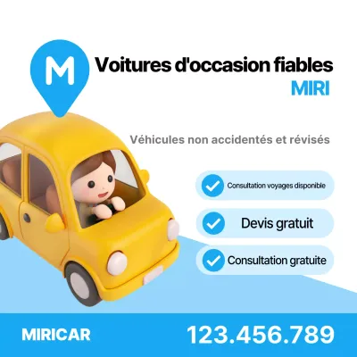 Annonce de voiture d'occasion simple et fiable en bleu ciel et blanc