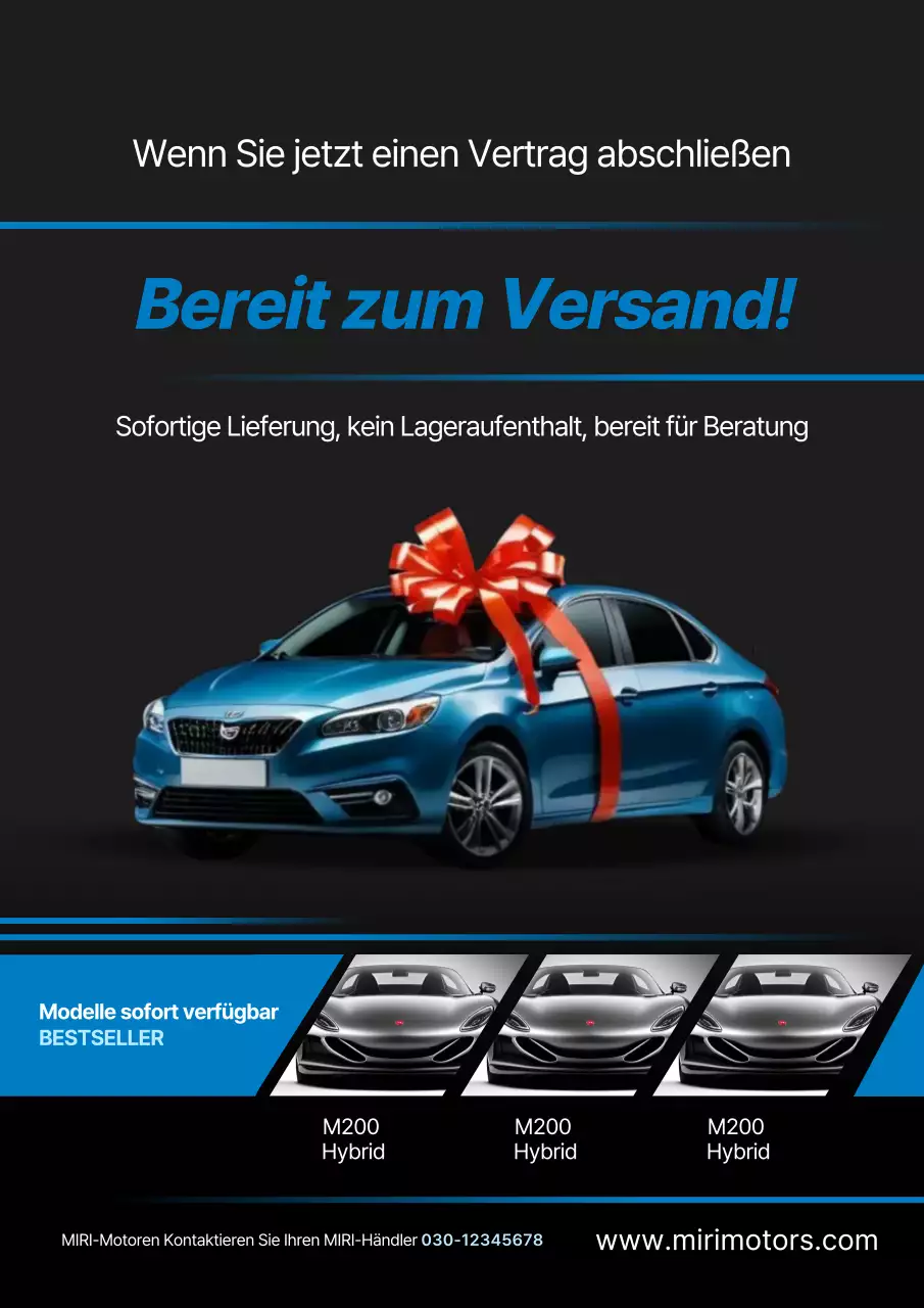 Blaue moderne Autowerbung