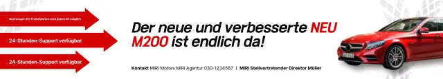 Werbeaktion zur Markteinführung eines modernen roten Autos