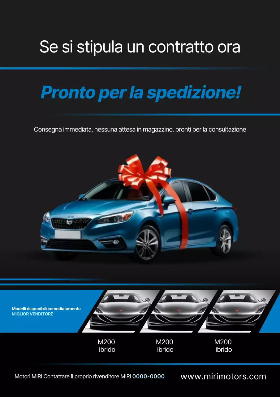 Pubblicità di auto moderna blu