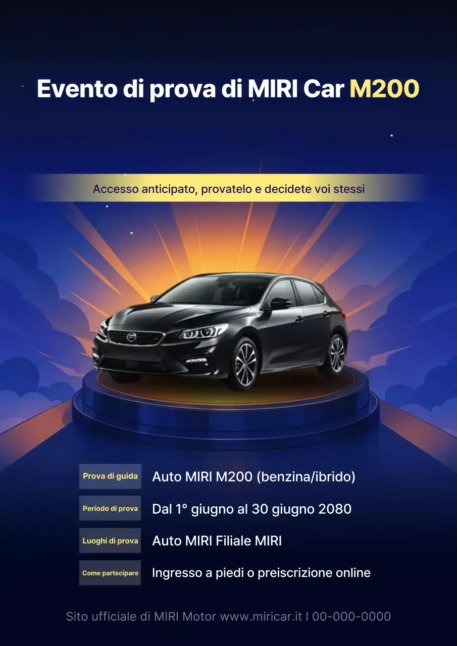 Evento di prova su strada di un'auto moderna blu