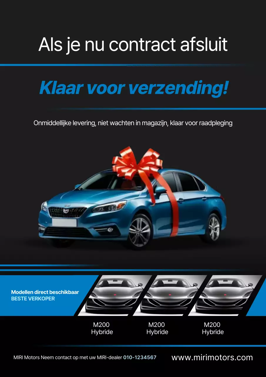 Blauwe moderne auto-advertentie
