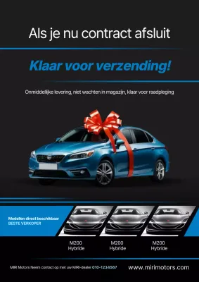 Blauwe moderne auto-advertentie