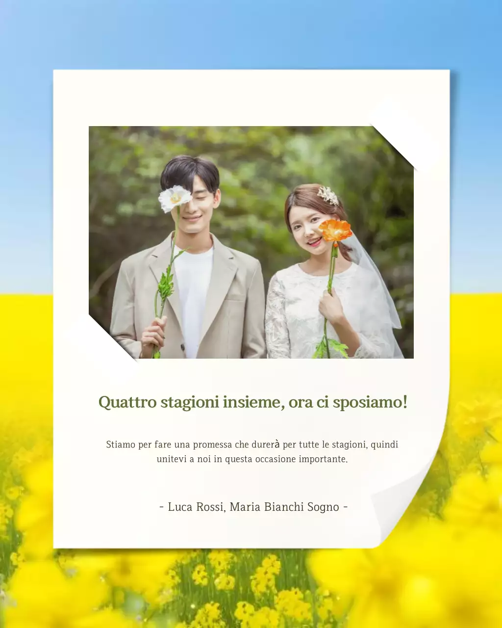 Invito a nozze semplice azzurro cielo