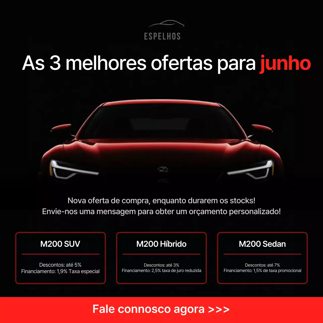 Anúncio promocional de carro moderno preto