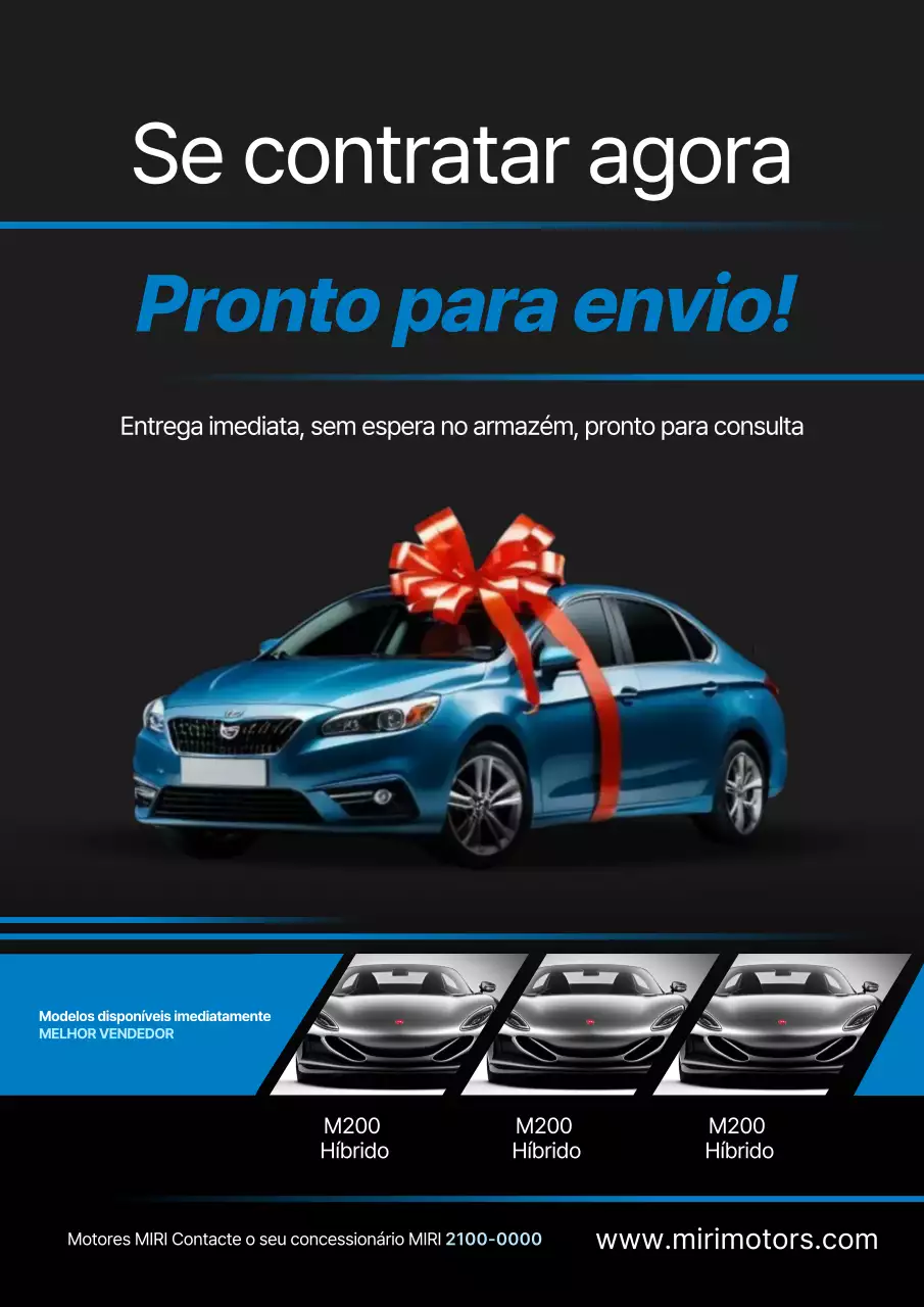 Anúncio de carro moderno azul
