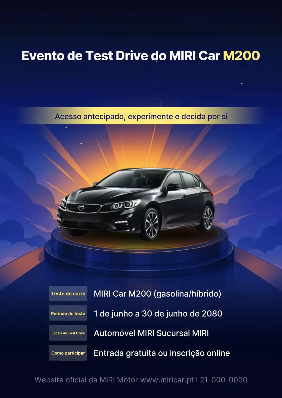 Evento de test drive do carro moderno azul