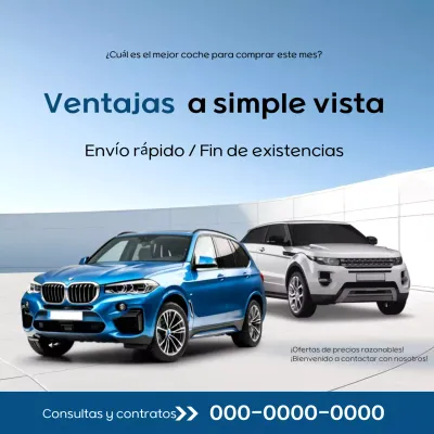 Promoción de coches modernos azules