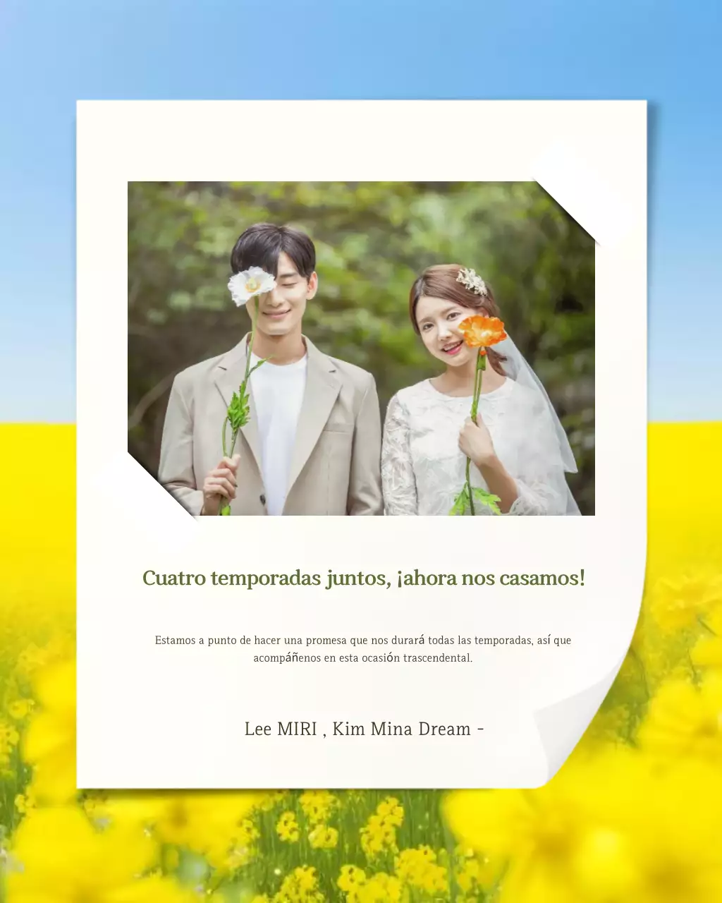 Invitación de boda sencilla en color azul cielo