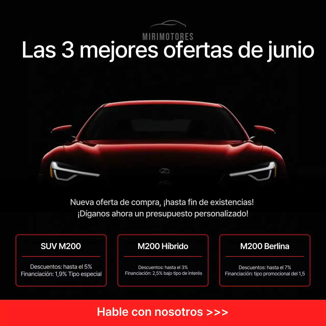 Anuncio promocional de coche moderno negro