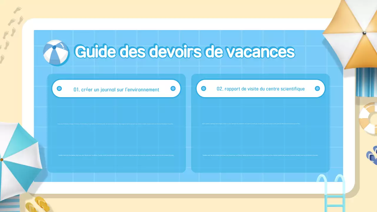 Guide de vacances simple et bleu