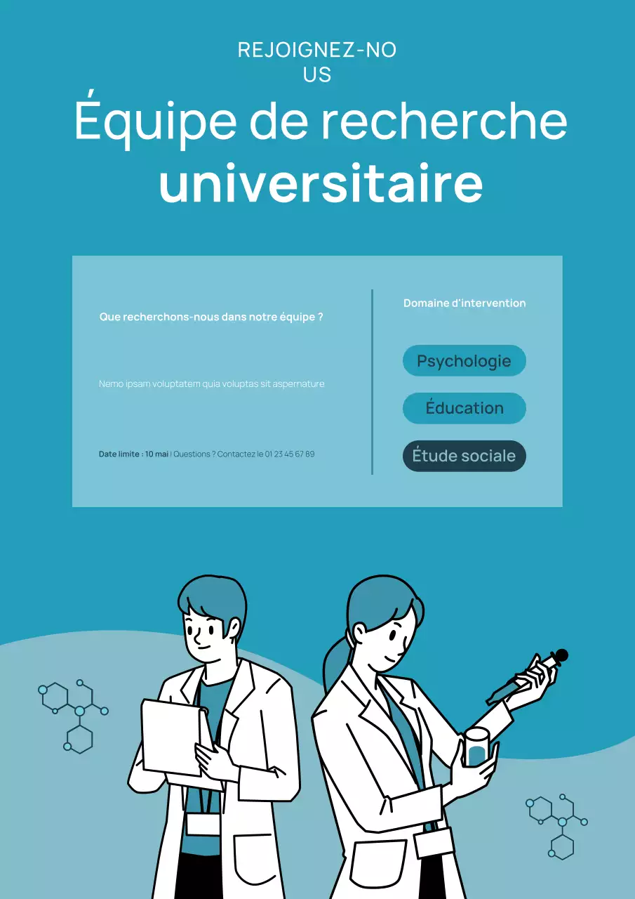 Affiche Web de l'équipe de recherche de l'Université Blue and Fresh