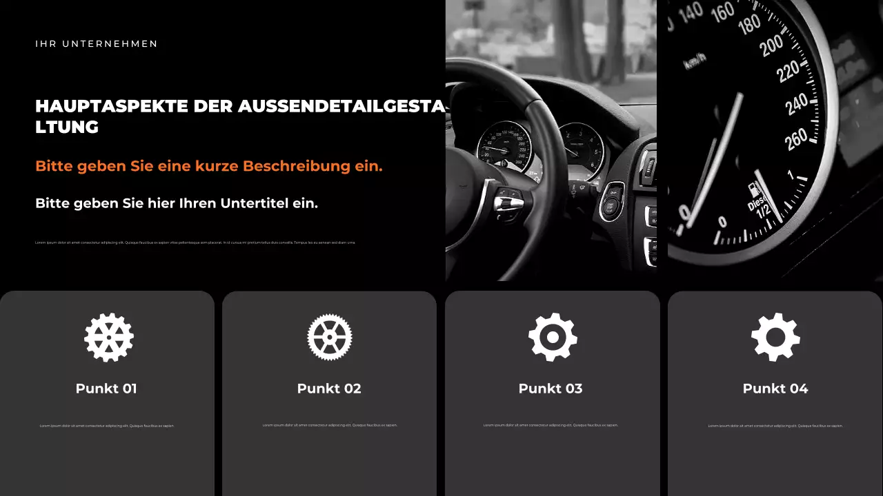 Präsentation des Leitfadens für moderne schwarze Autos