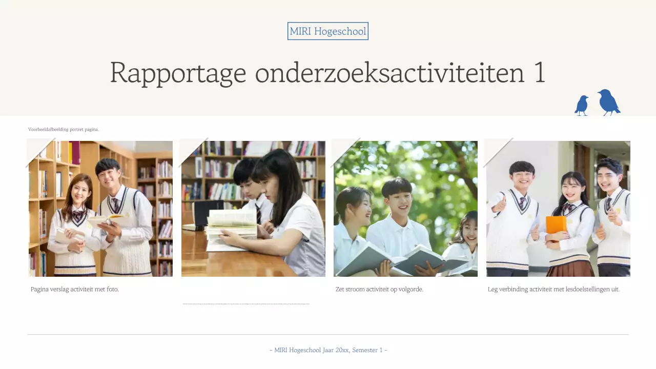 Rapport over eenvoudig blauw educatief materiaal